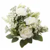 Image de Grand Bouquet de 5 Roses avec feuillage 40,5cm BLANC C-11569-00