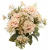 Image de Grand Bouquet de 5 Roses avec feuillage 40,5cm IVOIRE saumoné C-11569-01
