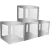 Image de Lot de 4 Cubes en carton avec film plastique rigide 30x30x30cm, Argent FETE-11594-80