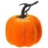 Image de Décoration Citrouille 17 cm - Velours Orange - Halloween 12270-17