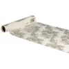 Image de Chemin de table Tissu écru avec Feuillages champagne métallisé 3m C-12326