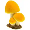 Image de Trois Champignons Jaune bombés factices sur socle 17cm FETE-12401