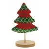 Image de Déco Sapin tricot Noël rouge/vert 17 cm sur socle bois FETE-12410