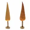 Image de Sapin Velours ambre sur rondin bois 29cm (x1) FETE-12435