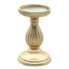 Image de Porte-bougie en bois 17cm, Or FETE-12597-81