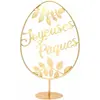 Image de Grand Oeuf Joyeuses Pâques en métal doré sur pied rond 55cm FETE-12630
