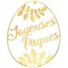 Image de Grand Oeuf métal doré Joyeuses Pâques à suspendre 60cm FETE-12631