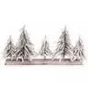 Image de Grand Centre de table en bois avec 5 Sapins enneigés réalistes et 35 leds 25x53cm C-12780