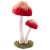 Image de Deux Champignons fins fairy velours pailletés or sur socle, Rouge 25cm C-12836-02