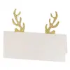 Image de Sachet 6 Marque-places carton blanc et Bois de rennes pailletés Or FETE-12906