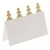 Image de Sachet 6 Marque-places carton blanc et Sapins Or FETE-12908