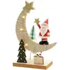 Image de Centre de table Lune en bois avec Père Noël résine et leds 16,5cm FETE-12974