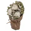 Image de Déco Bouquet Fleurettes et Roses dans kraft 13cm, Blanc FETE-13224