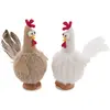 Image de Poule aux grands yeux 15cm avec plumes, assortie (x1) FETE-13249