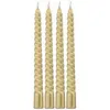 Image de Set de 4 bougies Flambeau Torsadées 25cm, métallisées Or C-13297-81