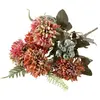 Image de Bouquet de 5 Scabieuses avec feuillage 32cm, Pink Lady FETE-13302