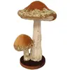 Image de Deux Champignons velours pailletés or sur socle, Camel 26cm FETE-13614