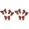 Image de Sachet de 6 mini Noeuds tissu Scottish 6,5cm rouge/vert/or FETE-13692