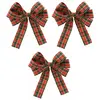 Image de Sachet de 3 petits Noeuds tissu Scottish 13cm rouge/vert/or C-13693