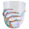 Image de Verre plastique avec main squelette argent irisée 10cm FETE-13783