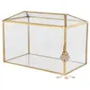 Image de Urne en verre ET Boite à bouquet, métal or avec cadenas 26cm FETE-13970