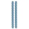 Image de Set de 2 bougies Flambeau Torsadées 26cm, Bleu acier C-13299-125