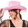 Image de Chapeau cowgirl avec pendentifs strass, Rose FETE-14102-04