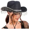 Image de Chapeau cowgirl avec pendentifs strass, Noir FETE-14102-10