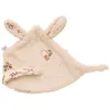 Image de Doudou lapin petit coeur fausse fourrure angora beige et fleurs