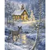 Image de Broderie diamant : Biche traversant la rivière en Hiver - sans chassis en bois FiguredArt-DP-11428