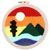 Image de Punch Needle : Montagne et Coucher de Soleil  - avec cadre FiguredArt-DX033