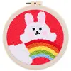 Image de Punch Needle : Lapin et Arc en Ciel  - avec cadre FiguredArt-DX154