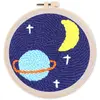 Image de Punch Needle : Lune Etoilée et Saturne  - avec cadre FiguredArt-CCX206