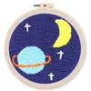Image de Punch Needle : Lune EtoilÃ©e et Saturne  - avec cadre