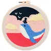 Image de Punch Needle : Baleine bleue et Fillette  - avec cadre FiguredArt-CCX367