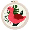Image de Punch Needle : Flamant rose et Feuillage  - avec cadre FiguredArt-CCX363