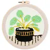 Image de Punch Needle : Plante et Pot noir  - avec cadre FiguredArt-CD0082
