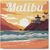 Image de Mini peinture au numéro : Plage de Malibu  - toile tendue sur chassis FiguredArt-SFA135-Y