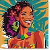 Image de Mini peinture au numéro : Femme des Îles Pop Art  - toile tendue sur chassis FiguredArt-SFA124-Y