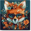 Image de Mini peinture au numéro : Renard Fantaisie et Fleurs  - toile tendue sur chassis FiguredArt-SFA109-Y