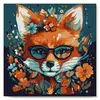 Image de Mini peinture au numéro : Renard Fantaisie et Fleurs  - toile tendue sur chassis