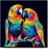 Image de Mini peinture au numéro : Perroquets Abstraits Pop Art  - toile tendue sur chassis FiguredArt-SFA099-Y