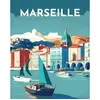 Image de Peinture au numÃ©ro : Affiche Vintage Marseille - sans chÃ¢ssis en bois