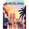 Image de Peinture au numÃ©ro : Affiche Vintage Barcelone - sans chÃ¢ssis en bois