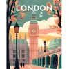 Image de Peinture au numéro : Affiche Vintage Londres 2 - sans châssis en bois FiguredArt-FA10164