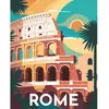 Image de Peinture au numéro : Affiche Vintage Rome - sans châssis en bois FiguredArt-FA10151