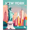 Image de Peinture au numÃ©ro : Affiche Vintage New York - sans chÃ¢ssis en bois