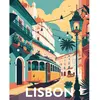 Image de Peinture au numéro : Affiche Vintage Lisbonne - sans châssis en bois FiguredArt-FA10155