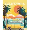 Image de Peinture au numéro : Affiche Vintage Californie  - toile tendue sur châssis FiguredArt-FA10166-Y