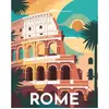 Image de Peinture au numÃ©ro : Affiche Vintage Rome  - toile tendue sur chÃ¢ssis